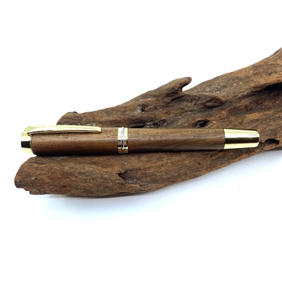 Dřevěné kuličkové pero Elegance - Ořech gold