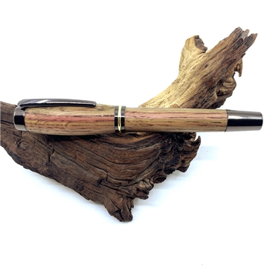 Dřevěné kuličkové pero Elegance - Sud od vína titanium
