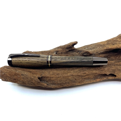 Dřevěné kuličkové pero Elegance - Sud od vína titanium