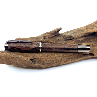 Dřevěné kuličkové pero Elegance - Wenge titanium
