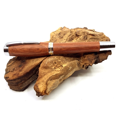 Dřevěné kuličkové pero Elegance - Leopardwood silver