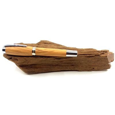 Dřevěné plnicí pero Elegance - Oliva silver