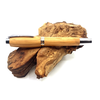 Dřevěné plnicí pero Elegance - Oliva silver