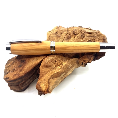 Dřevěné plnicí pero Elegance - Oliva silver