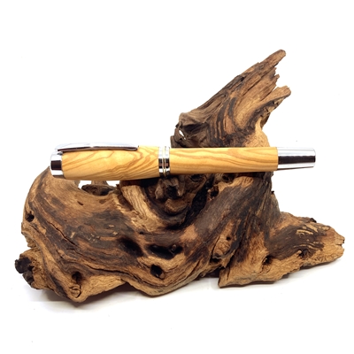 Dřevěné plnicí pero Elegance - Oliva silver