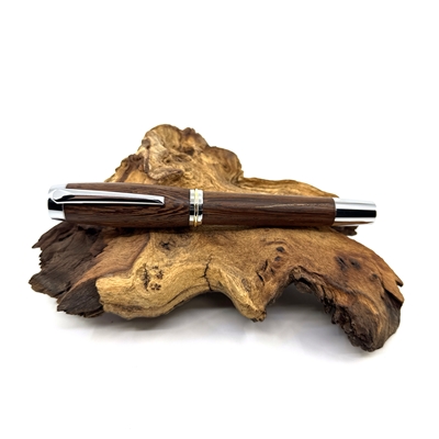 Dřevěné kuličkové pero Elegance - Wenge silver