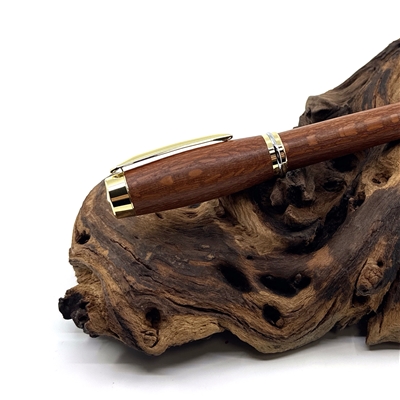 Dřevěné kuličkové pero Elegance - Leopardwood gold