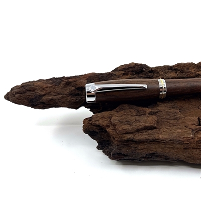 Dřevěné kuličkové pero Elegance - Bocote Silver