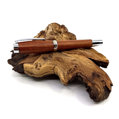 Dřevěné kuličkové pero Elegance - Leopardwood silver