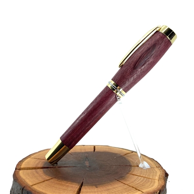 Dřevěné kuličkové pero Elegance - Amarant gold