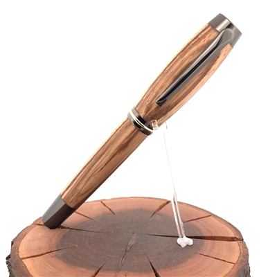 Dřevěné kuličkové pero Elegance - Zebrano titanium