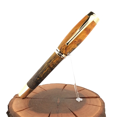 Dřevěné kuličkové pero Elegance - Karelská bříza Gold