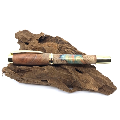 Dřevěné kuličkové pero Elegance - Epoxy hybrid Gold