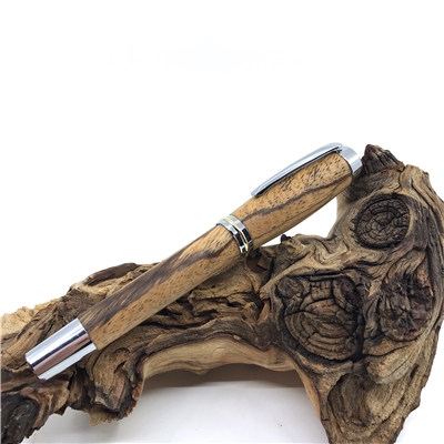Dřevěné kuličkové pero Elegance - Zebrano silver