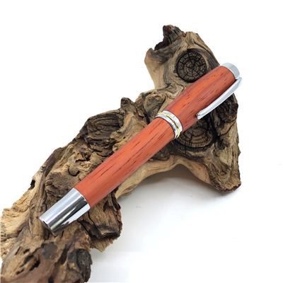 Dřevěné kuličkové pero Elegance - Padouk silver