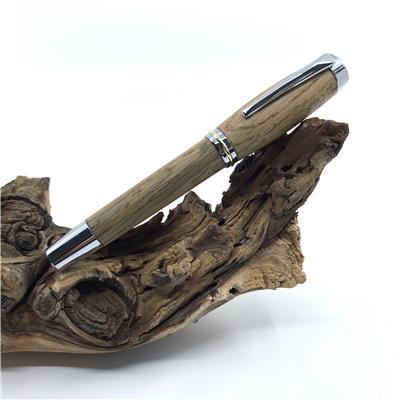 Dřevěné kuličkové pero Elegance - Sud od vína silver