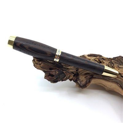 Dřevěné kuličkové pero Elegance - Wenge gold