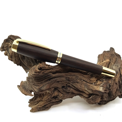 Dřevěné kuličkové pero Elegance - Palisandr gold