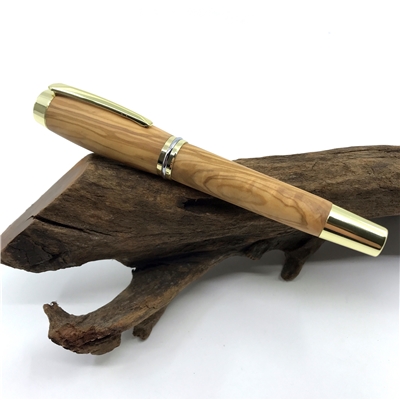 Dřevěné kuličkové pero Elegance - Oliva gold
