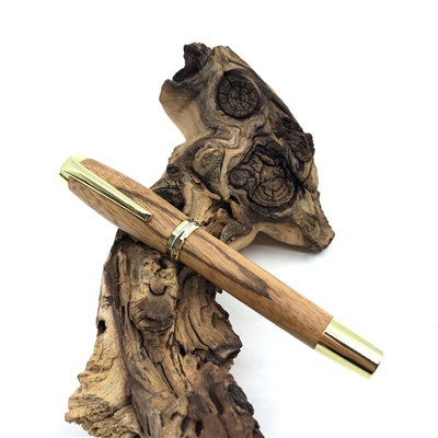 Dřevěné kuličkové pero Elegance - Zebrano gold