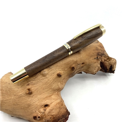 Dřevěné kuličkové pero Elegance - Ořech gold