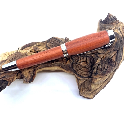 Dřevěné kuličkové pero Elegance - Padouk silver
