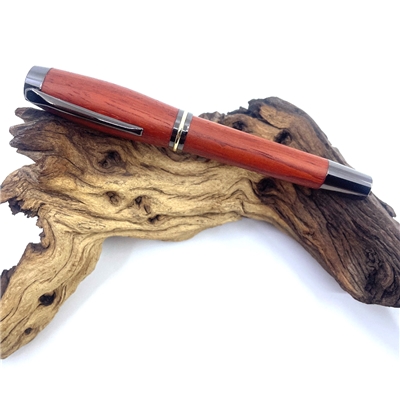 Dřevěné kuličkové pero Elegance - Padouk titanium