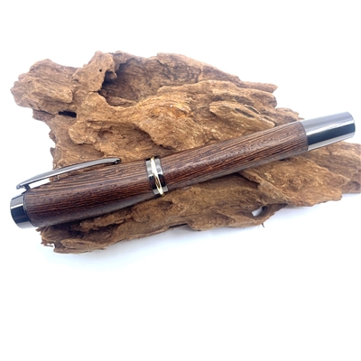 Dřevěné kuličkové pero Elegance - Wenge titanium