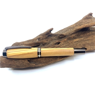 Dřevěné kuličkové pero Elegance - Oliva titanium